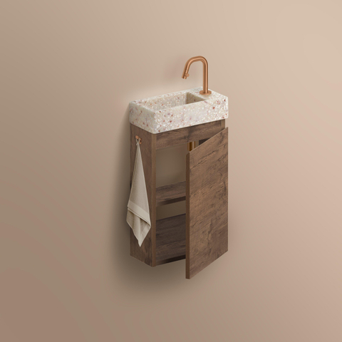 Clou InBe Meuble de lavabo pour toilettes - 36x55x18cm - droite - chêne foncé SW1209482