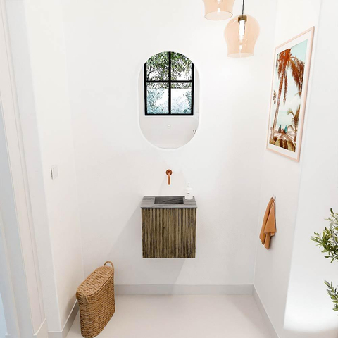 Mondiaz JOYA-DLUX 40cm meuble de toilette - couleur Dusk - Vasque FAYE position Milieu Sans trou de robinet couleur Sombra. SW1426110