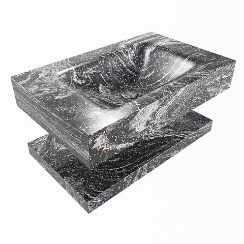 Mondiaz ALAN-DLUX Ensemble de meuble - 70cm - meuble Lava mat - 0 tiroirs - Lavabo Cloud Lava suspendu - vasque Centre - 1 trou de robinet SW809060