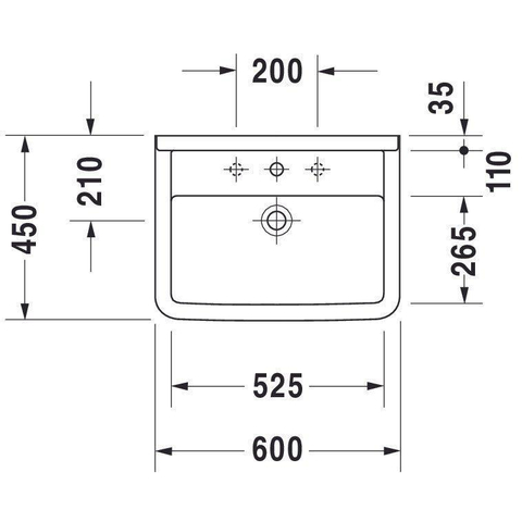 Duravit Starck 3 Philippe Starck - 3 wastafel - 60x45cm - wondergliss - wit 0312525