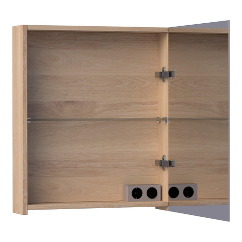 BRAUER Impress armoire de toilette – 59 x 70 x 15 cm – ouverture à droite, porte-miroir double face – Chêne naturel SW393018