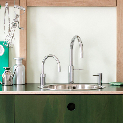 Quooker Nordic Round Twintaps - draaibare uitloop - Combi incl. Cube reservoir - Warm / kokend / bruisend / gefilterd water - Chroom SW299750