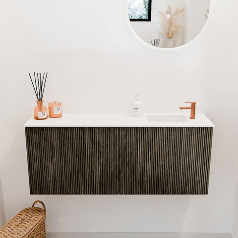 Mondiaz JOYA 100cm meuble de salle de bains WC - couleur Shadow - Vasque FAYE position Droite 1 trou de robinet couleur Talc. SW1421445