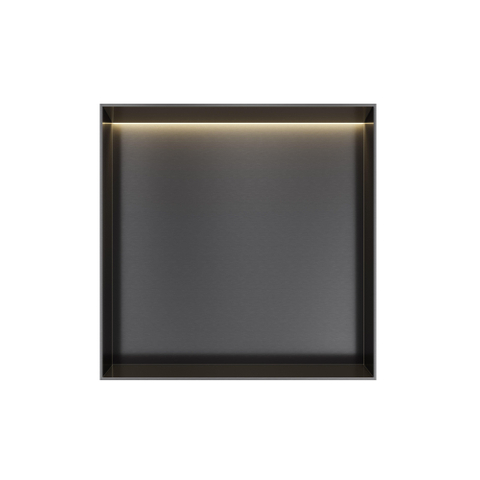 Hotbath &MORE Inbouwbox of inbouwnis - 30x30x10 - frameless + LED - PVD - geborsteld zwart SW1246560
