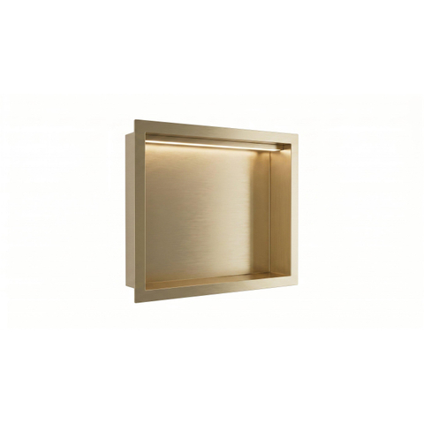 Fortifura Galeria Inbouwnis - 30x30x7cm - LED verlichting - geborsteld messing (goud) SW1529766