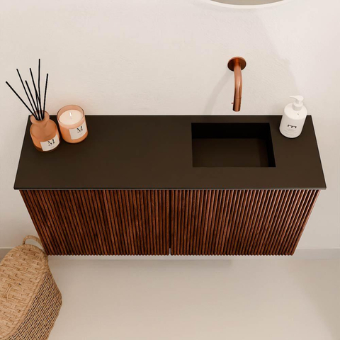 Mondiaz JOYA 80cm meuble de toilette - couleur Ruby - Vasque FAYE position Droite Sans trou de robinet couleur Urban SW1421833