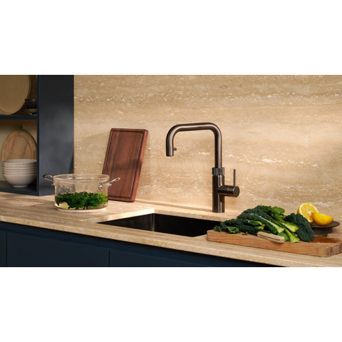Quooker Flex Square kokendwaterkraan - draaibare & uittrekbare uitloop - Combi incl. Cube reservoir - Warm / kokend / bruisend / gefilterd water - gunmetal SW1442175