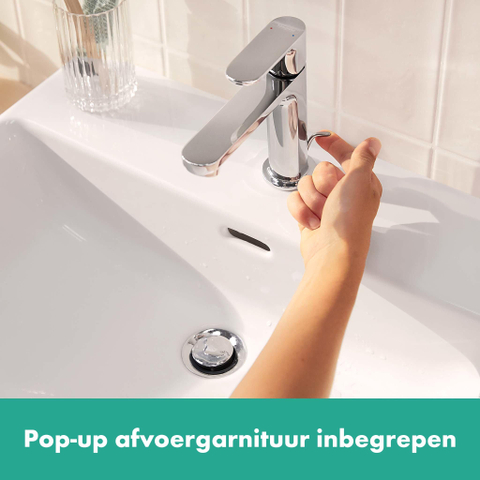 Hansgrohe Rebris s 1 greeps wastafelkraan - 80 PopUp - trekwaste - hoogglans chroom SW796360