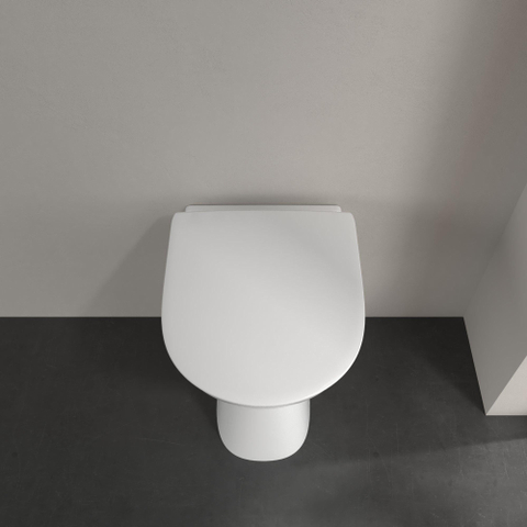 Villeroy & Boch ViCare Cuvette à poser à évacuation plate - sans rebord de rinçage - au sol - blanc Alpin brillant (blanc) SW880706