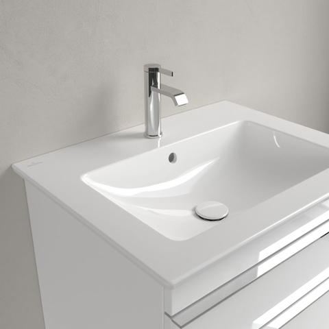 Villeroy & Boch venticello wastafel - met 1 kraangat - 65x50cm (geschikt - voor 3 kraangaten) - met overloop CeramicPlus - White Alpine (glans wit) 1025145