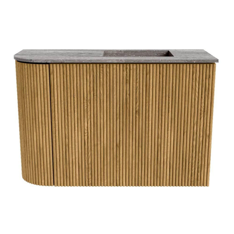 Mondiaz JOYA-DLUX 61.6cm toiletmeubel - ronding links kleur Oak - Wastafel FAYE positie Rechts Zonder kraangat kleur Oza. SW1424111