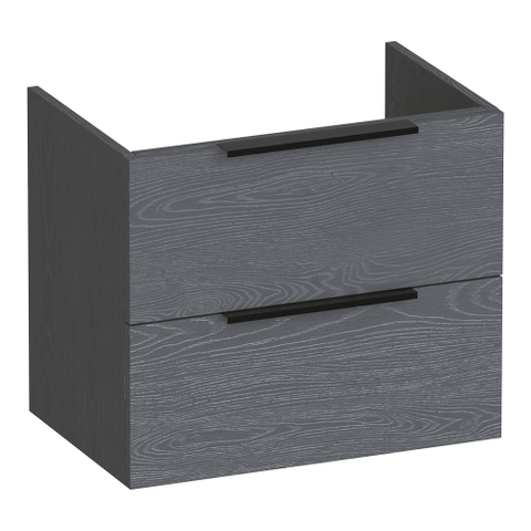 BRAUER Elevate meuble sous-lavabo peu profond 60 sans poignées rapportées 2 tiroirs à fermeture douce et 1 découpe pour siphon - Timber Grey SW1200266