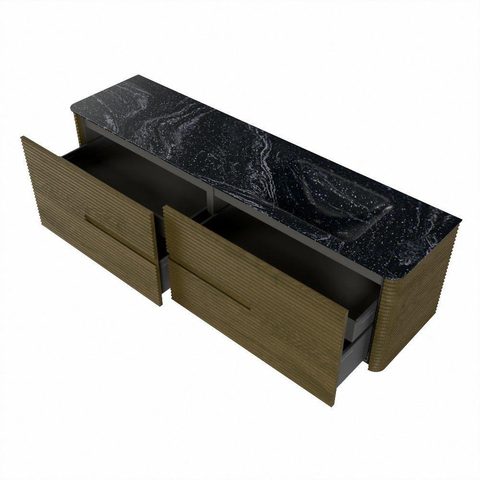 Mondiaz CIRO-DLUX Ensemble de meubles de salle de bains - 180x45x50cm - Plan vasque solid surface Lava - 1 lavabo à droite - 1 trou de robinet - 4 tiroirs - Dusk SW1533063