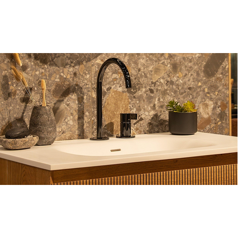 IVY Pact Wastafelmengkraan - 2-gats - bladmontage - uitloop - coldstart - Zwart chroom PVD SW1030824