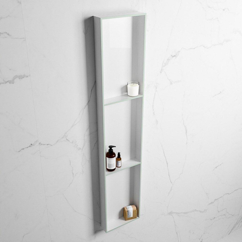 Mondiaz Easy nis 29.5x149.5x8cm voor Inbouw/opbouw 3 open vakken Solid surface Talc/Greey SW643889