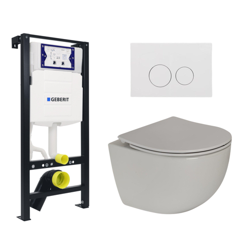 Plieger Zano Ensemble WC - réservoir à encastrer UP320 - cuvette suspendue - compacte - abattant slim - softclose - plaque de commande blanche - boutons ronds - blanc SW1222526