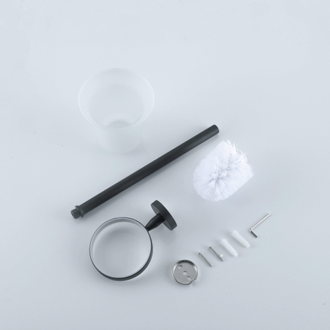 Fortifura Calvi toiletborstelhouder rond - mat zwart OUTLETSTORE STORE45109