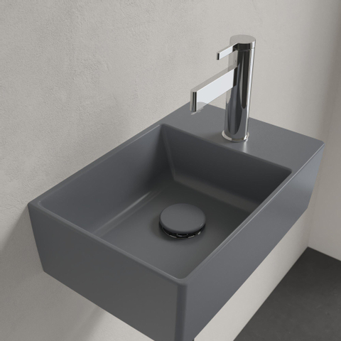 Villeroy & Boch memento 2.0 fontein - 40x26cm - 1 kraangat - zonder overloop CeramicPlus - Graphite (mat grijs) SW354340