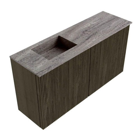 Mondiaz JOYA-DLUX Meuble de salle de bains - 80cm - couleur Shadow - Vasque FAYE position Gauche 1 trou de robinet couleur Oza SW1425028