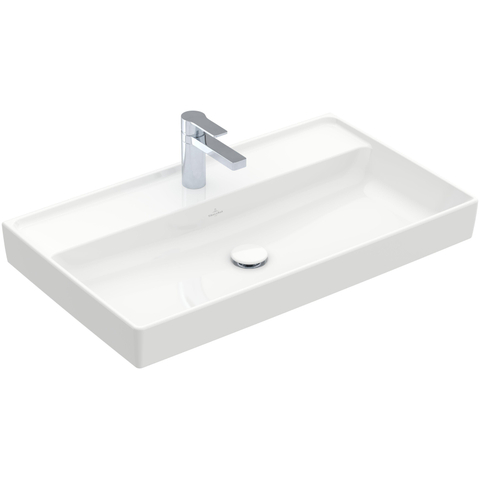 Villeroy & Boch Collaro meubelwastafel - 80x47cm - zonder overloop - 1 kraangat CeramicPlus - White Alpine (glans wit) SW358375