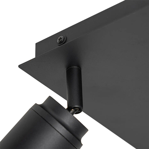 QAZQA Ducha plafonnier de salle de bains - 23x23cm - 3 spots - IP44 - carré - noir mat SW1187235