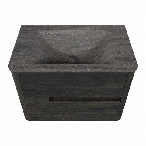 Mondiaz CIRO-DLUX Ensemble de meubles de salle de bains - 70x45x50cm - Lavabo solid surface Oza - 1 vasque au centre - 1 trou de robinet - 2 tiroirs - Shadow SW1532624