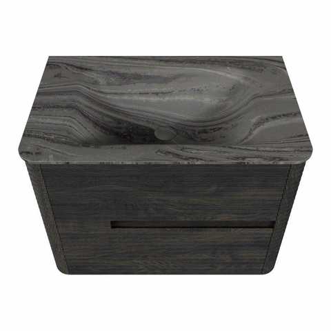 Mondiaz CIRO-DLUX Meuble de salle de bains - 70x45x50cm - Vasque solid surface Sombra - 1 lavabo au milieu - 1 trou de robinetterie - 2 tiroirs - Shadow SW1532741