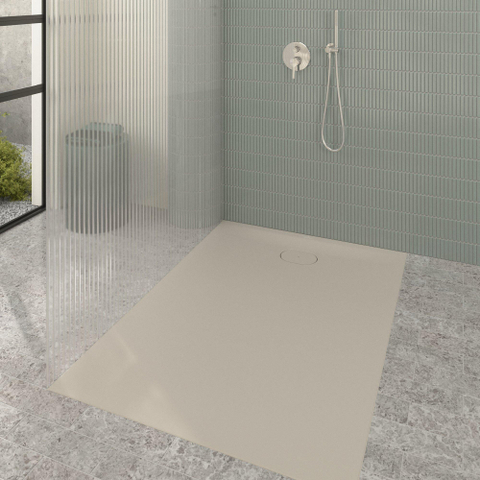 Villeroy & Boch Ecora douchebak - 140x100x3.5cm - afvoer korte zijde - almond (beige) SW1558902
