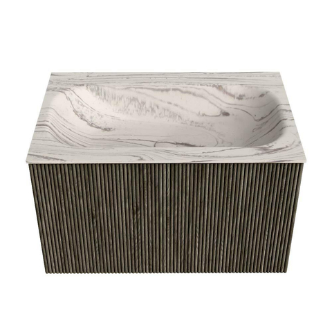 MONDIAZ KURVE-DLUX 70cm badmeubel kleur Shadow met 1 lade en 0 deuren. Wastafel BIG SMALL Midden 1 kraangat Nata. SW1432268