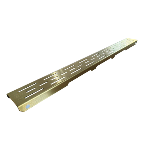 Fortifura Galeria douchegoot - 160cm - met vloerflens - met rooster - PVD - geborsteld messing (goud) SW721534