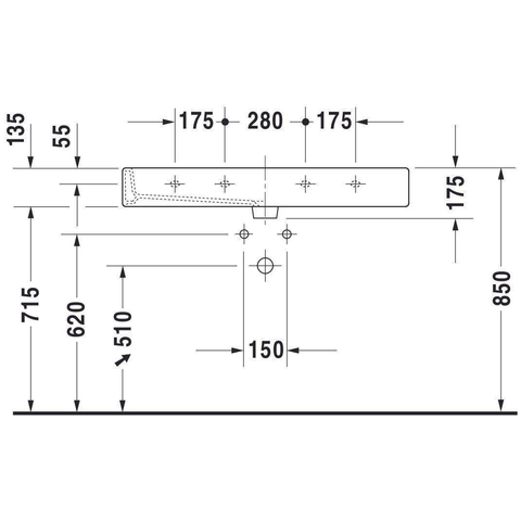 Duravit Vero Wastafel - met kraangat - met overloop - 100x47cm - wit 0305315