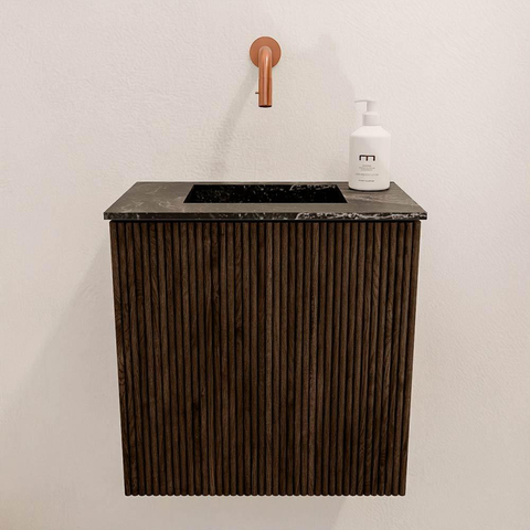Mondiaz JOYA-DLUX Meuble de toilette 40cm - couleur Walnut - Vasque FAYE position Milieu Sans trou de robinet couleur Lava SW1422435