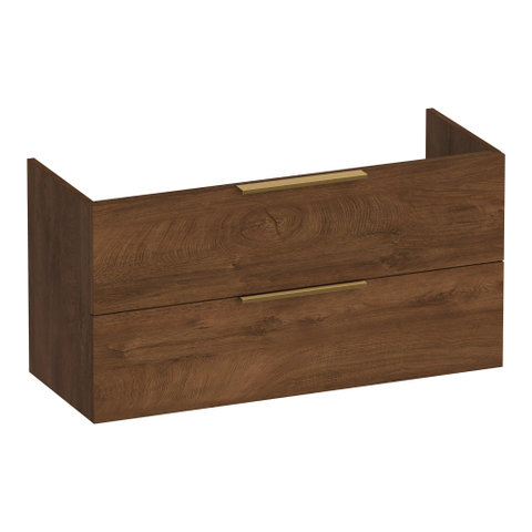 BRAUER Elevate meuble sous-lavabo peu profond 100 sans poignées rapportées 2 tiroirs à fermeture douce et 1 découpe pour siphon - Forest Cacao SW1200179