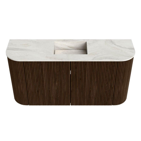 Mondiaz JOYA-DLUX 83.2cm toiletmeubel - ronding links en rechts kleur Walnut - Wastafel FAYE positie Midden 1 kraangat kleur Ostra. SW1422706