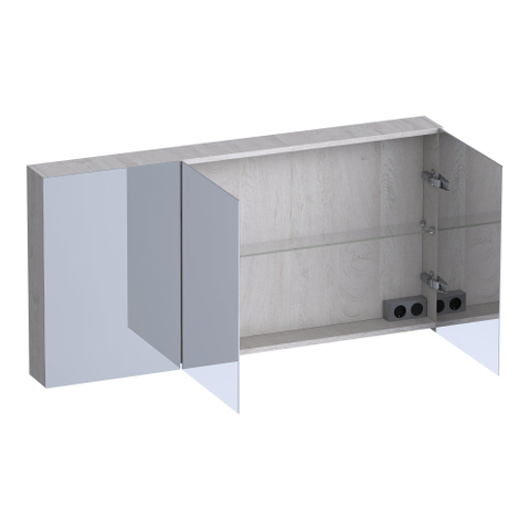 BRAUER Impress armoire de toilette - 140x70x15cm - sans éclairage - avec 3 portes miroir double face - Forest Seashell SW1199005