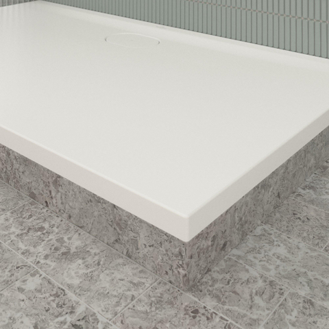 Villeroy & Boch Ecora douchebak - 140x80x3.5cm - afvoer lange zijde - stone white (wit) SW1558983