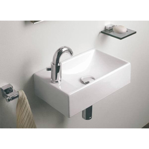 Geberit Diedro fontein bak rechts kraangat links - 40x23cm - glans wit 0200040