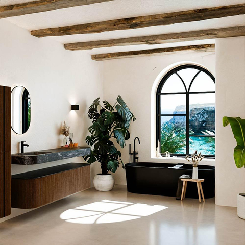 MONDIAZ THOR-DLUX 180cm meuble de salle de bains arrondi gauche + droite couleur Walnut avec 2 tiroirs et 2 portes. Vasque suspendue CLOUD gauche 1 trou de robinet couleur Lava. SW1465969