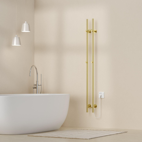 Belrad Rod handdoekradiator - 16.8x150cm - elektrisch - 120 watt - geborsteld goud SW1218482