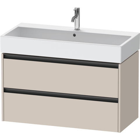 Duravit Ketho.2 Wastafelonderbouwkast - met 2 laden - 98.4x46x54.9cm - met grepen antraciet - taupe mat SW772283
