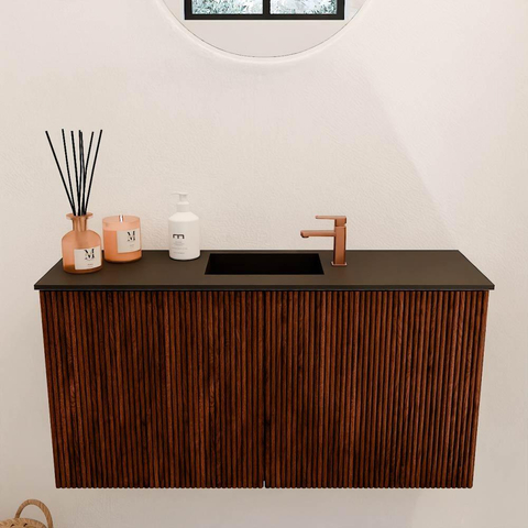 Mondiaz JOYA 80cm toiletmeubel - kleur Ruby - Wastafel FAYE positie Midden 1 kraangat kleur Urban. SW1421824
