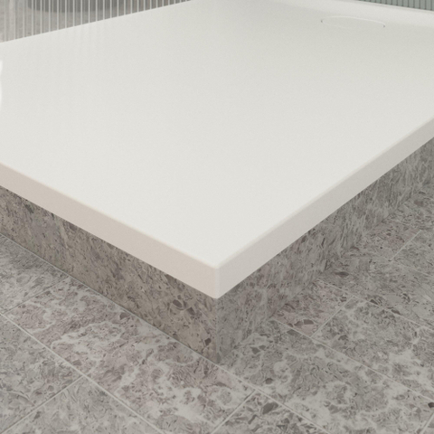 Villeroy & Boch Ecora douchebak - 140x100x3.5cm - afvoer korte zijde - stone white (wit) SW1559016