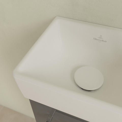 Villeroy & Boch Avento fontein - 1 kraangat rechts - zonder overloop - 36x22cm CeramicPlus - Stone White (mat wit) SW445852