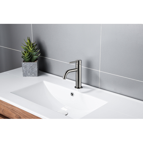 Fortifura Calvi Slim Wastafelkraan - 17.4cm - opbouw - PVD - geborsteld gunmetal (antraciet) SW766538