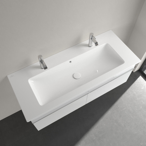 Villeroy & Boch venticello wastafel - 120x50cm - 2 kraangaten overloop - White Alpine (glans wit) 1025106