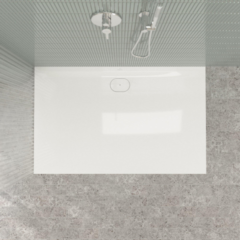 Villeroy & Boch Ecora douchebak - 160x100x3.5cm - afvoer lange zijde - white alpine (wit) SW1559004