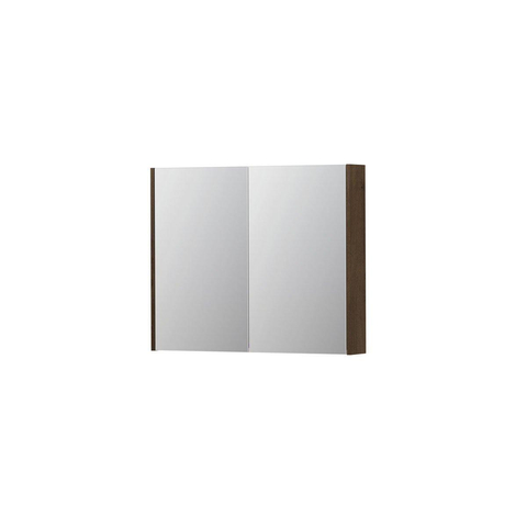 INK SPK2 Spiegelkast - 90x14x74cm - 2 deuren - dubbelzijdige Spiegel - schakelaar en stopcontact - MDF Fineer Chocolate SW439859