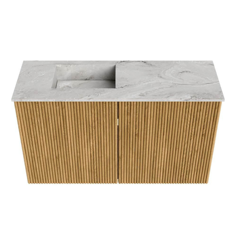 Mondiaz JOYA-DLUX Meuble de salle de bains 70cm - couleur Chêne - Vasque FAYE position Gauche Sans trou de robinet couleur Glace. SW1422019