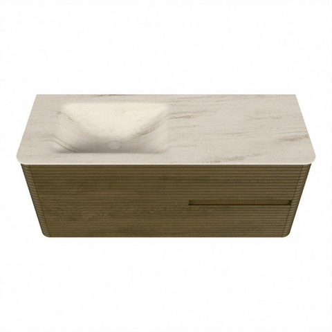 Mondiaz CIRO-DLUX Badkamermeubelset - 120x45x50cm - Solid surface wastafel Meli - 1 wasbak Links - 1 kraangat - 2 lades - Dusk SW1533147