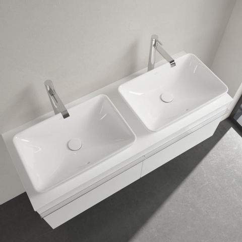 Villeroy & Boch venticello semi - inbouw opzetwastafel - zonder kraangat - 55x36cm - met overloop CeramicPlus - White Alpine (glans wit) 1025159